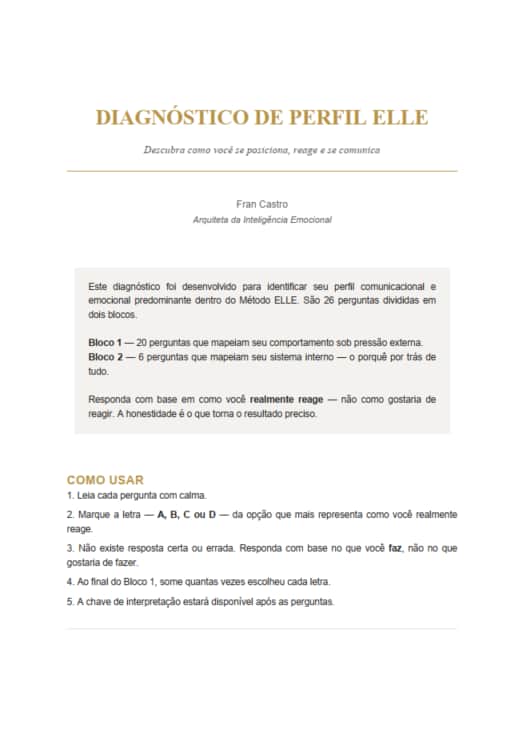 Interior do Diagnóstico de Perfil ELLE
